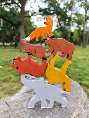 Дерев'яна іграшка Балансир  Тварини світу 6 фігур