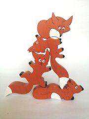Набір дерев'яних іграшок лисичок балансир Пухнасті хвостики