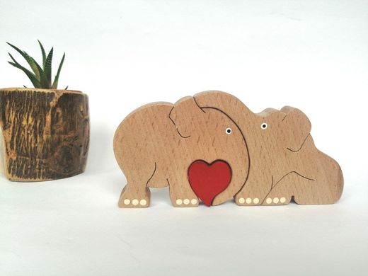 Дерев'яна іграшка пазл слоників Рідні